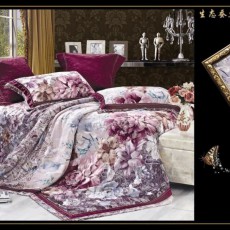 Постельное белье с вышивкой Сайлид D-149 (Фиолетовый), 2-х спальный